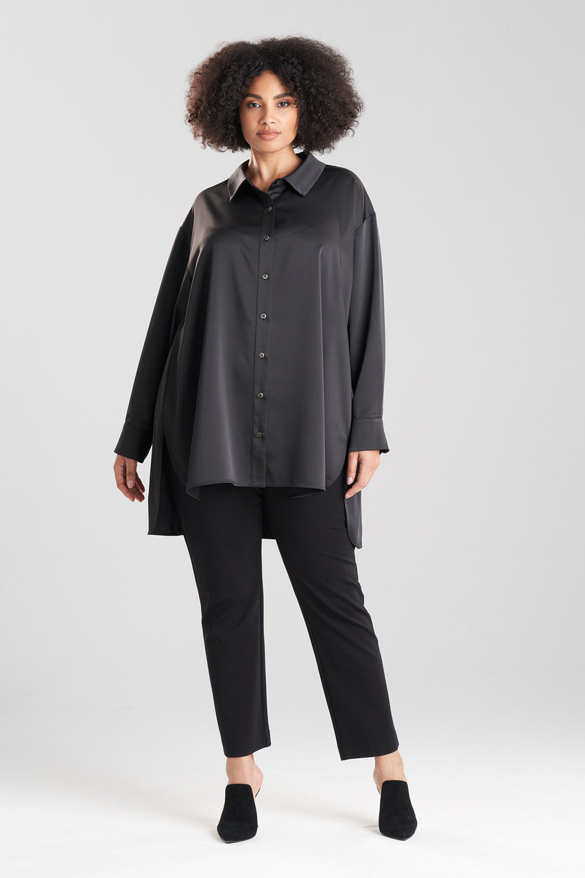 NATORI Buy Luxe Charmeuse Shirt in Black Online