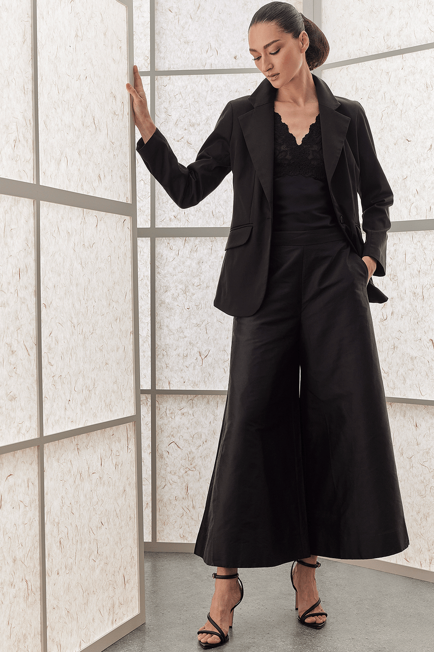 NATORI Buy Couture Silk Crepe Palazzo Pants in Black Online