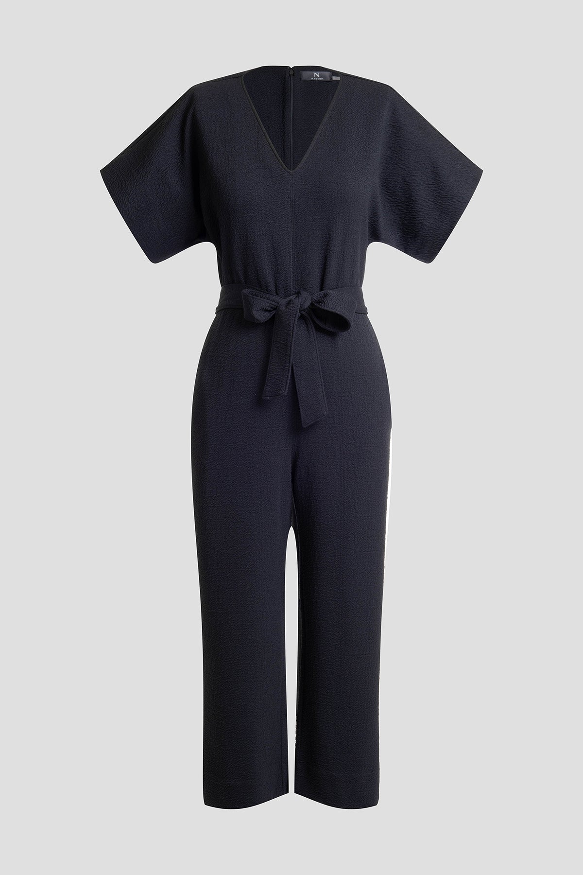 NATORI Textured Knit Crepe V-Neck Jumpsuit