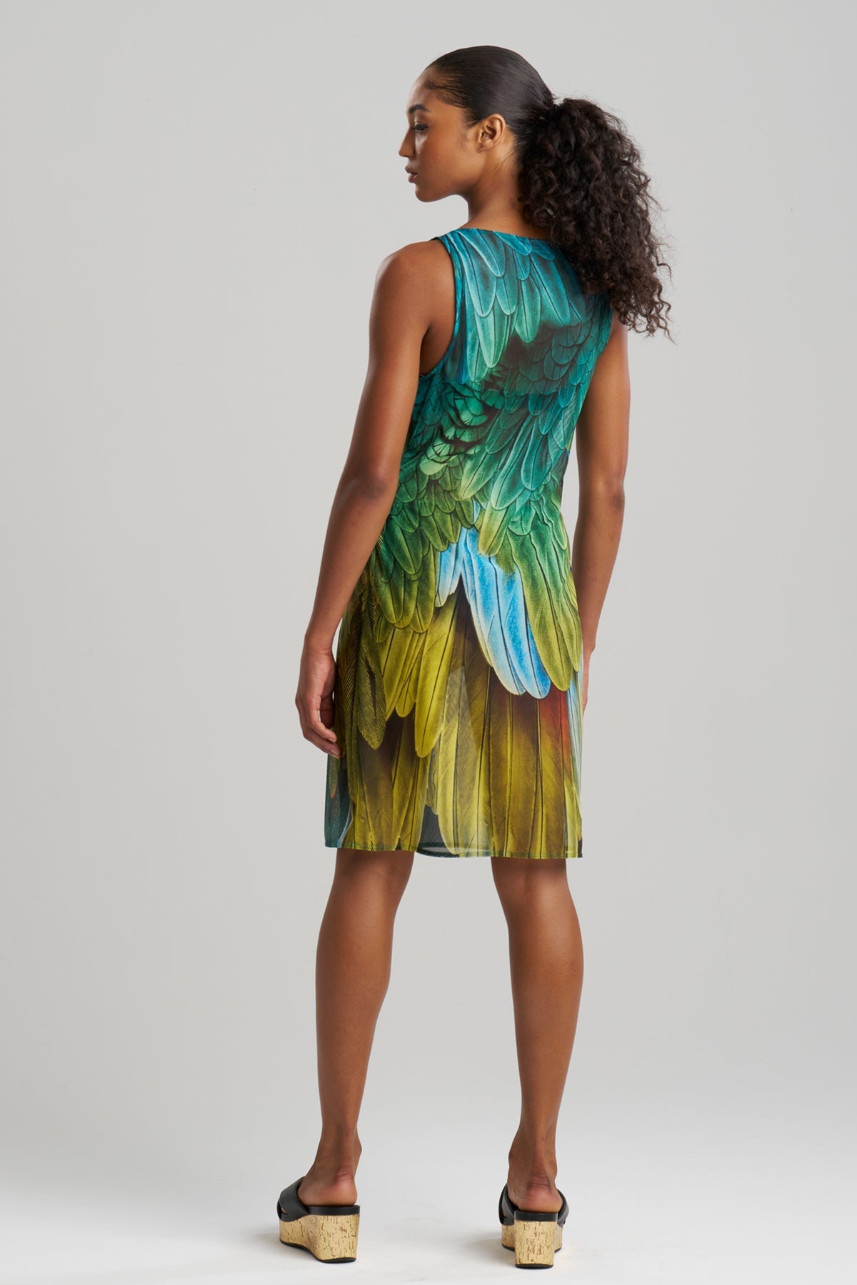 NATORI Paradise Printed Mesh Mini Dress