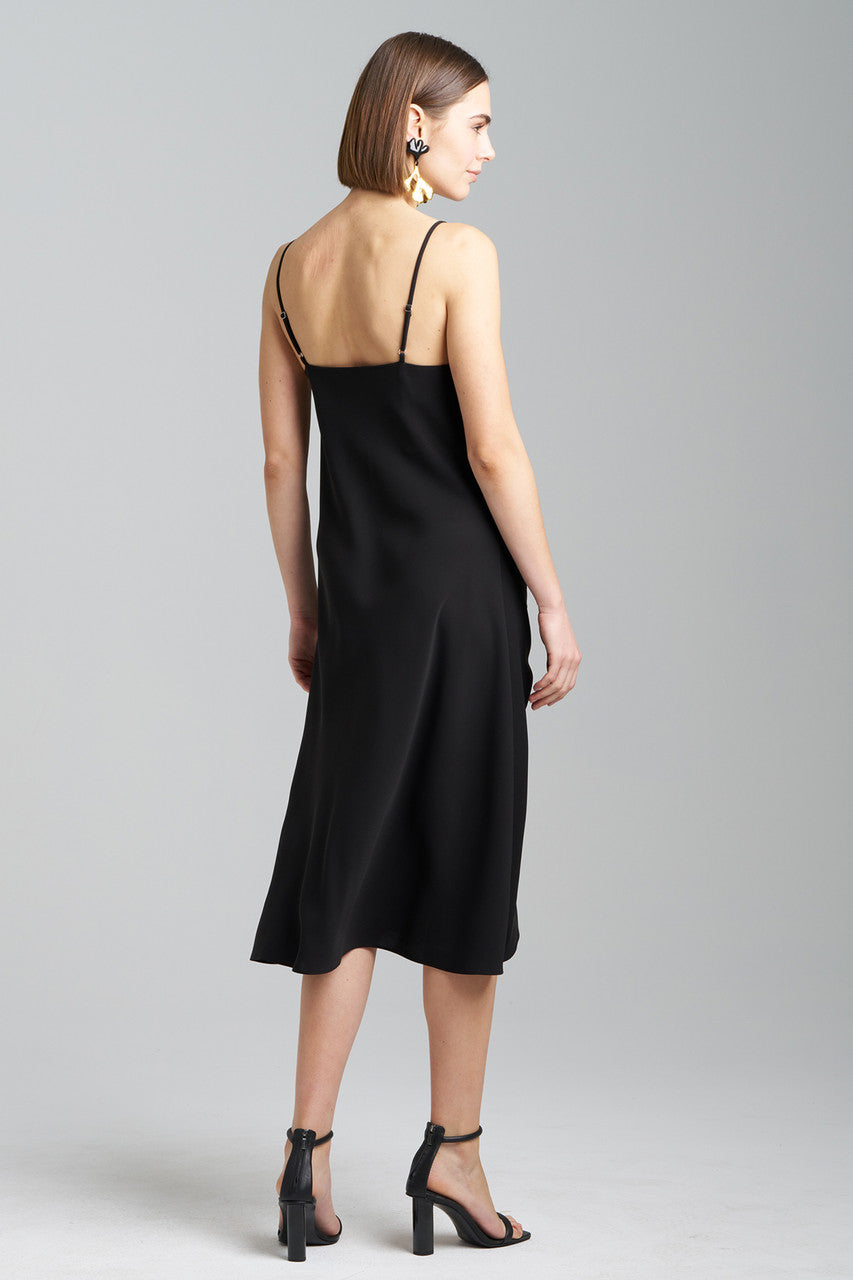 NATORI Buy Solid Crepe Embroidered Slip Dress in Black Online