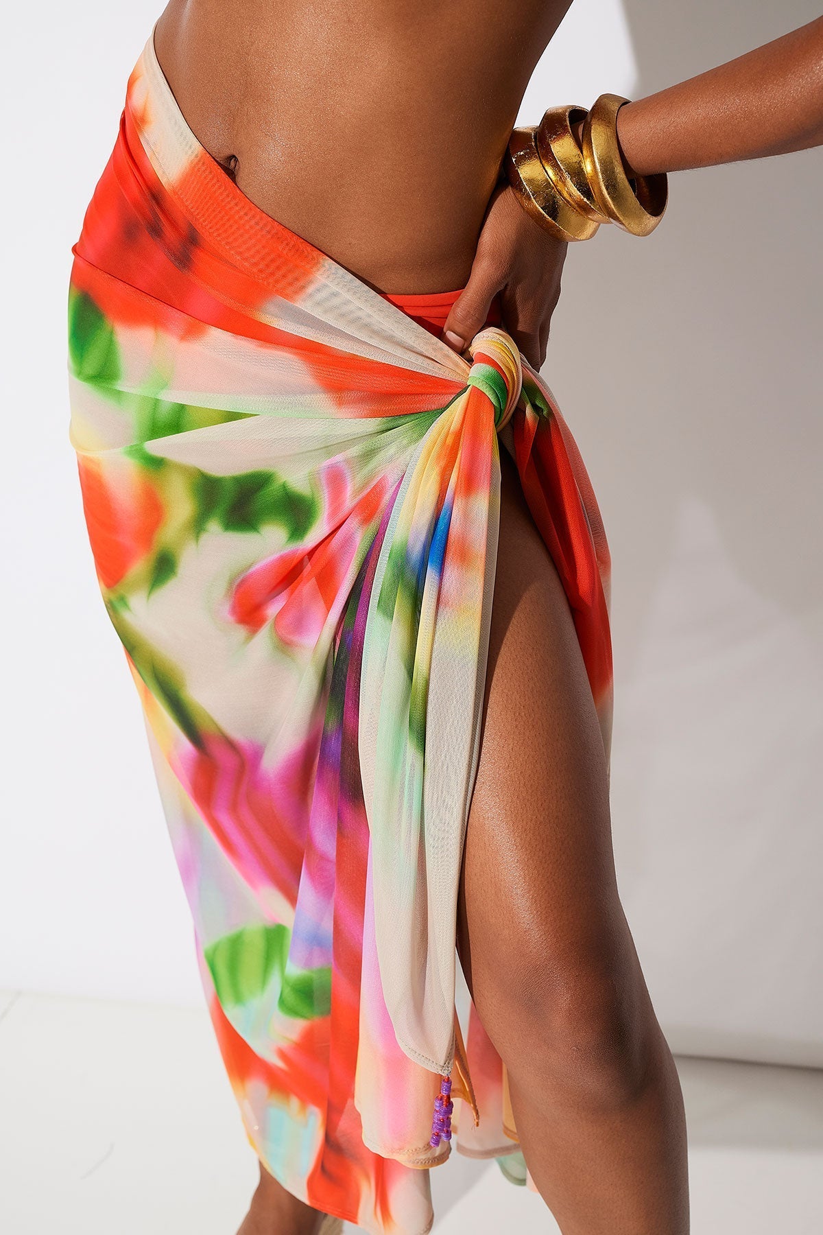 NATORI Floral Mirage Printed Mesh Pareo