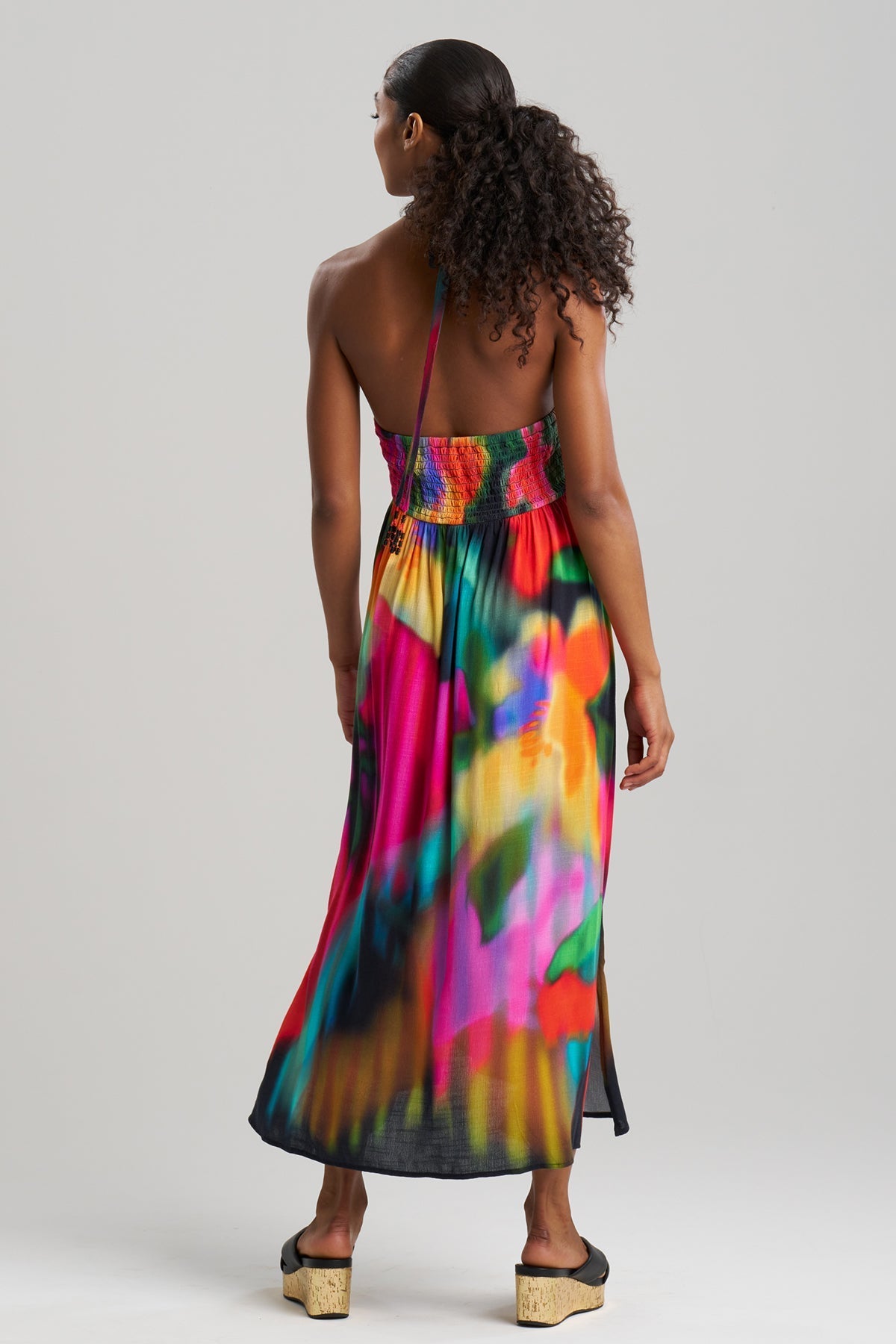 NATORI Buy Floral Mirage Printed Rayon Halter Dress online