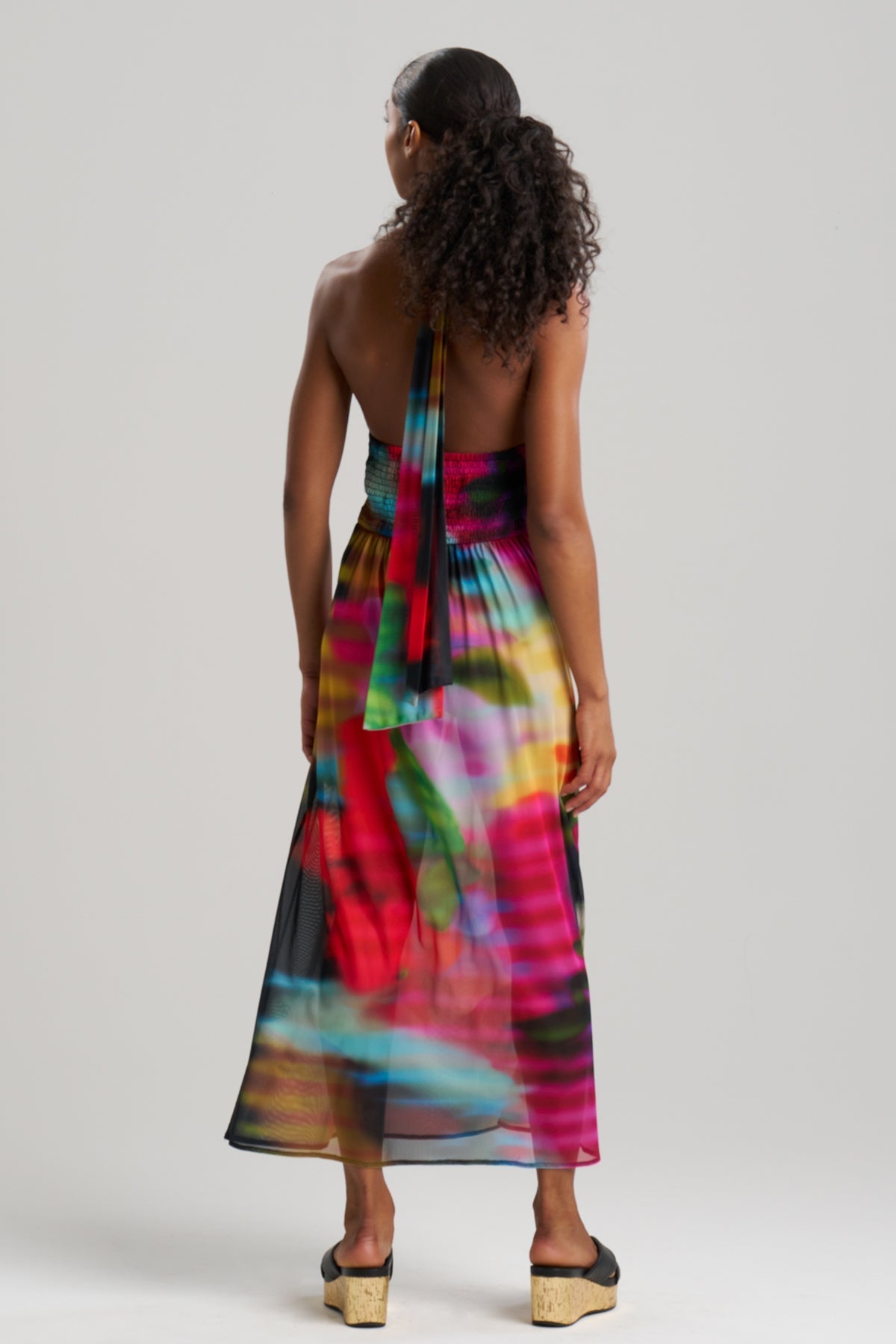 NATORI Buy Floral Mirage Printed Mesh Halter Dress online