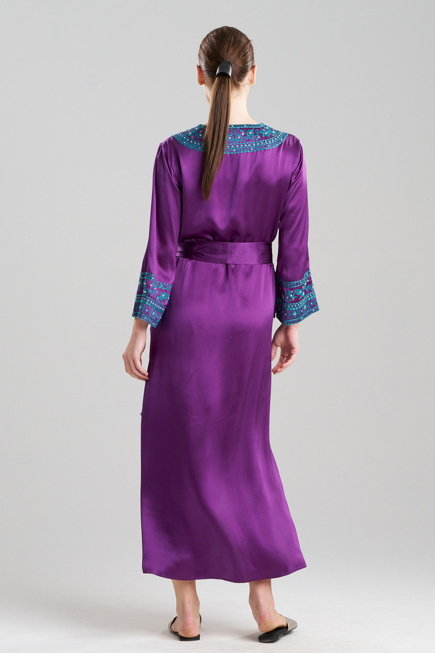 NATORI Buy Couture Ysobel Embroidered Silk Caftan in Imperial Purple Online