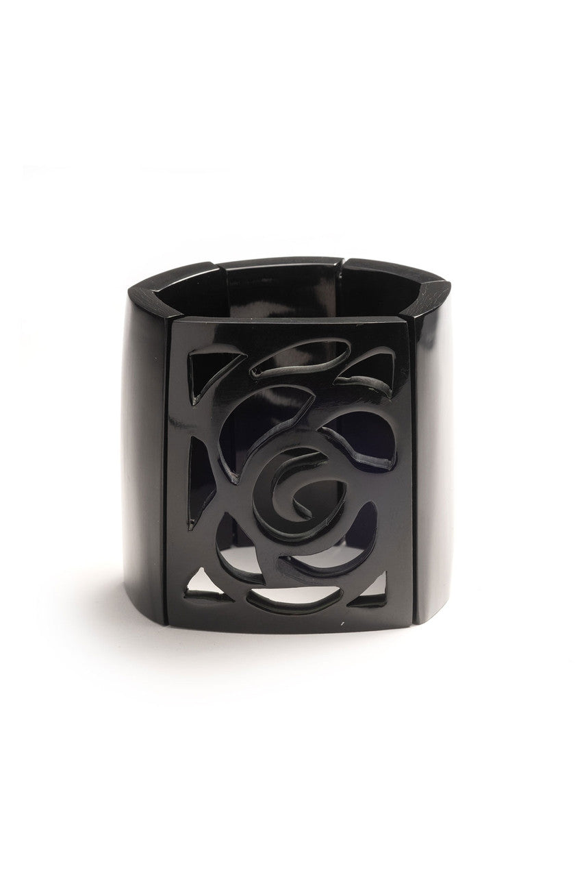 NATORI Buy Buffalo Horn Square Scroll Bangle in Black Online