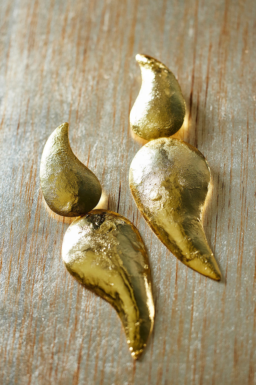 NATORI Buy Gold Plated Brass Two Teardrop Earrings in Gold Online
