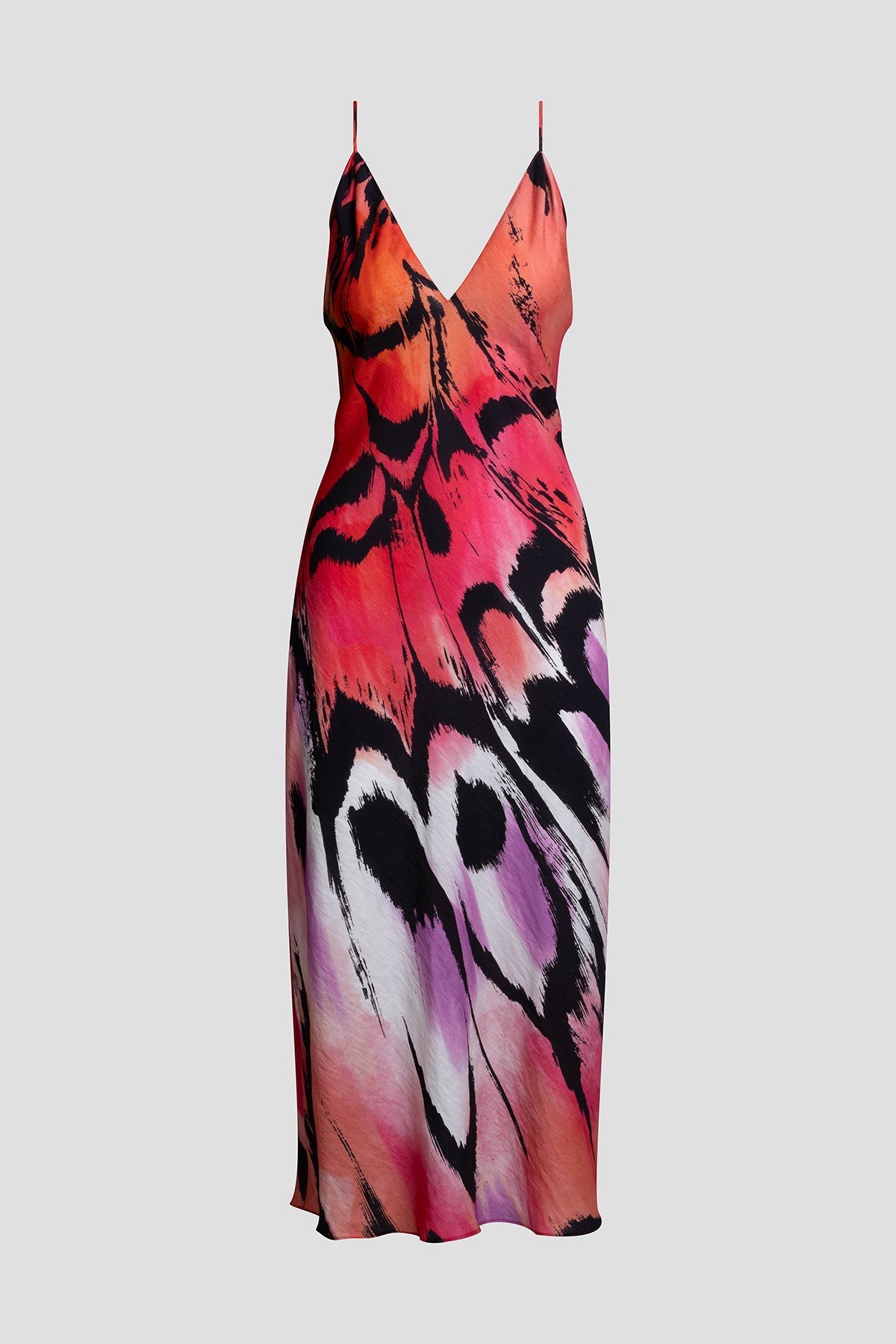 NATORI Butterfly Linen Blend Open Back Slip Dress