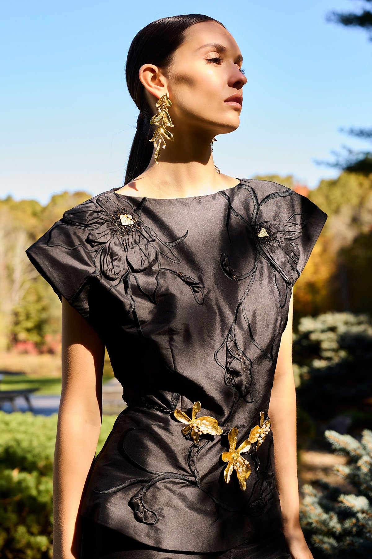 NATORI Fresh Water Pearl & Gold Plated Cluster Peony Necklace