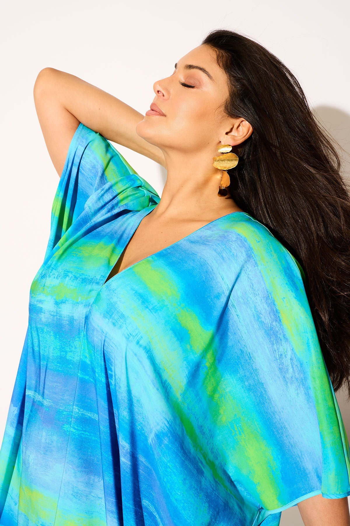 NATORI Aurora Printed Satin Caftan