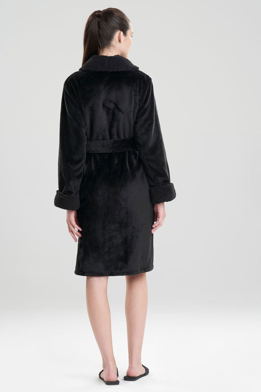 NATORI Buy Plush Sherpa Cozy Robe in Black Online