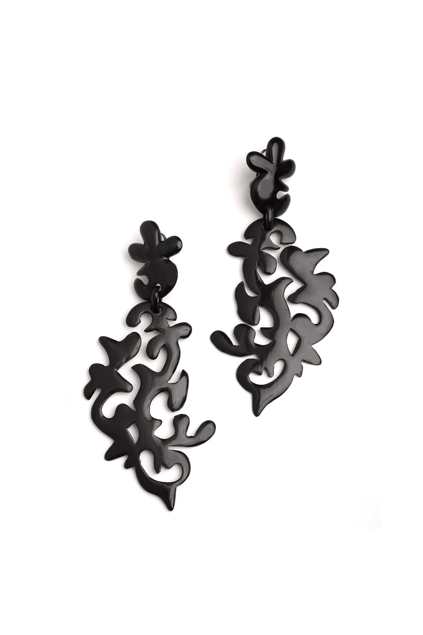 NATORI Buy Buffalo Horn Scroll Drop Earrings in Black Online