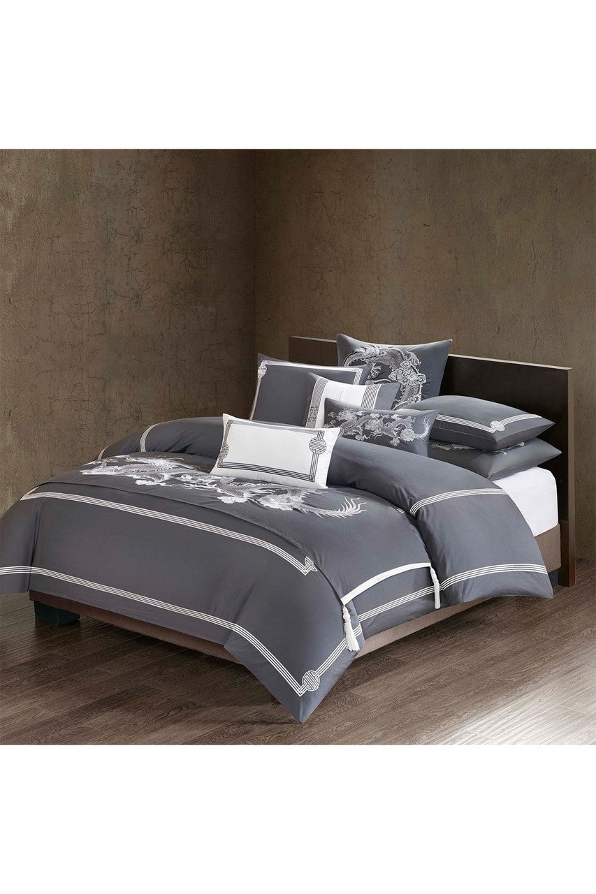 NATORI Buy Sterling Dragon Duvet Cover in Gray Online