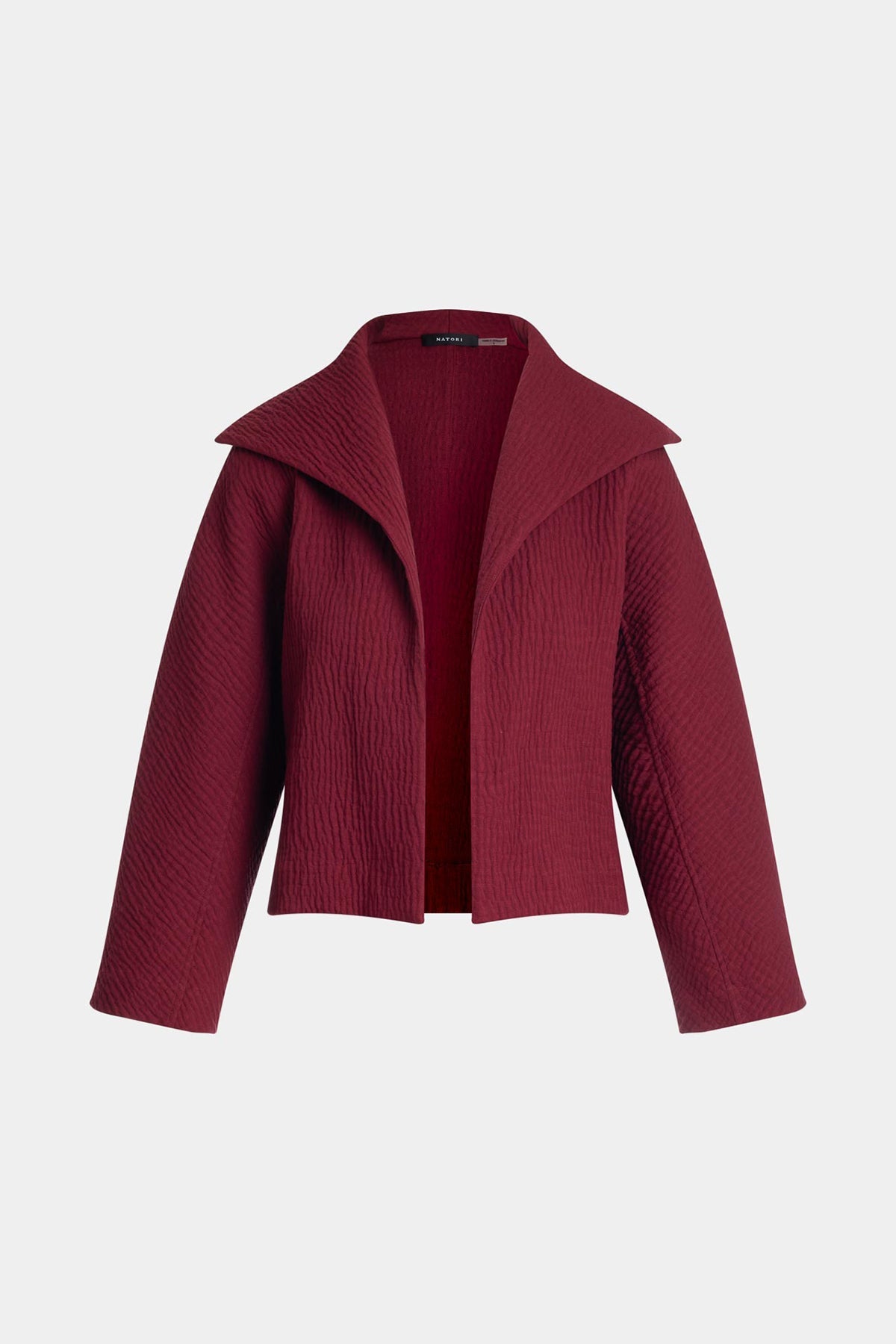 NATORI Textured Cotton Jacquard Stand Collar Jacket