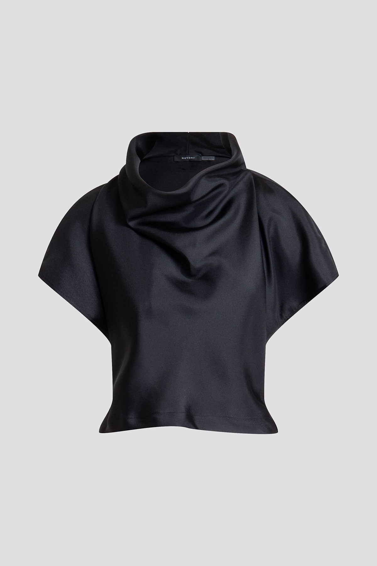 NATORI Solid Silk Twill Cowl Neck Top