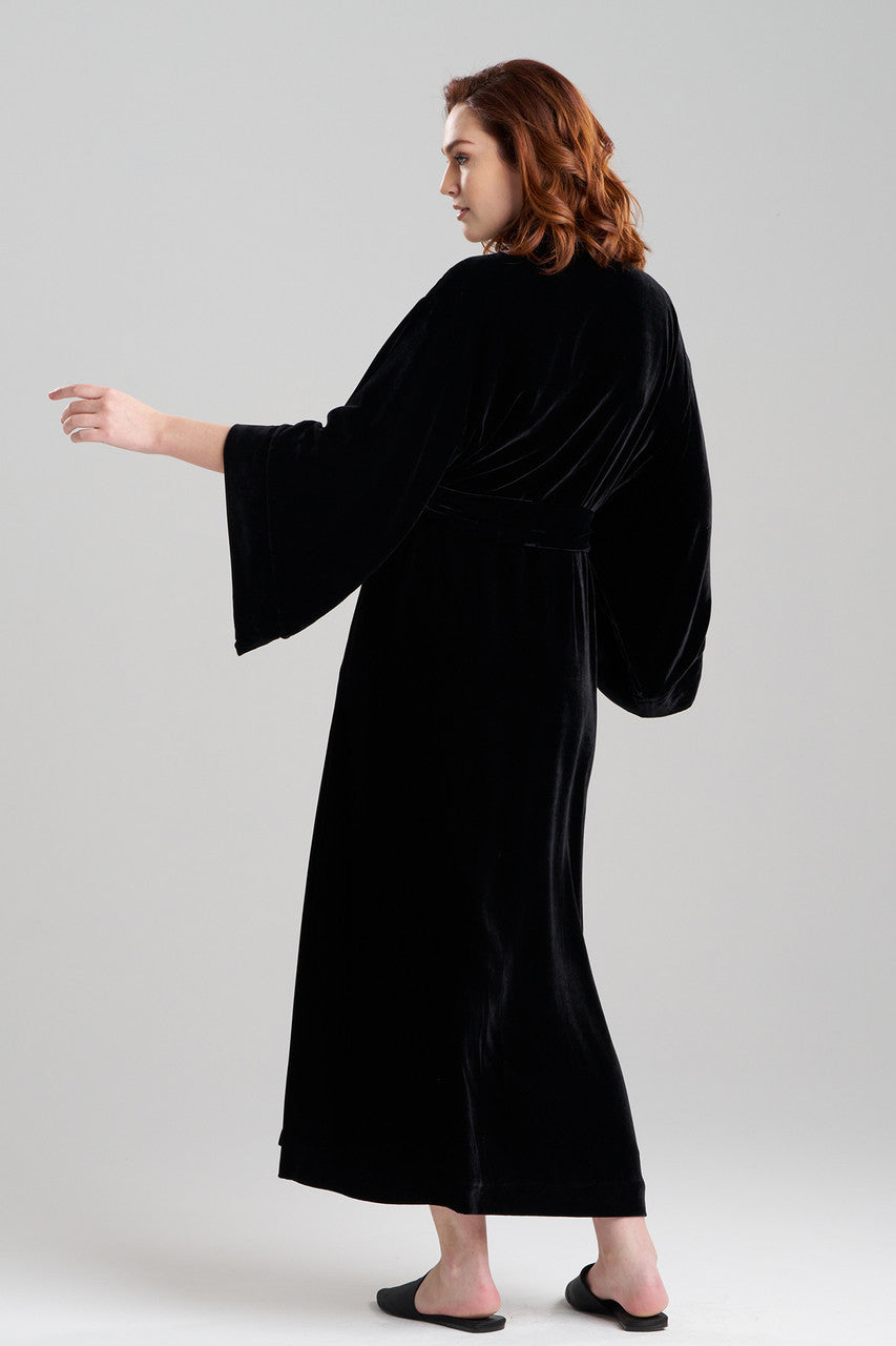 NATORI Buy Velvet Embroidered Shawl Collar Robe in Black Online