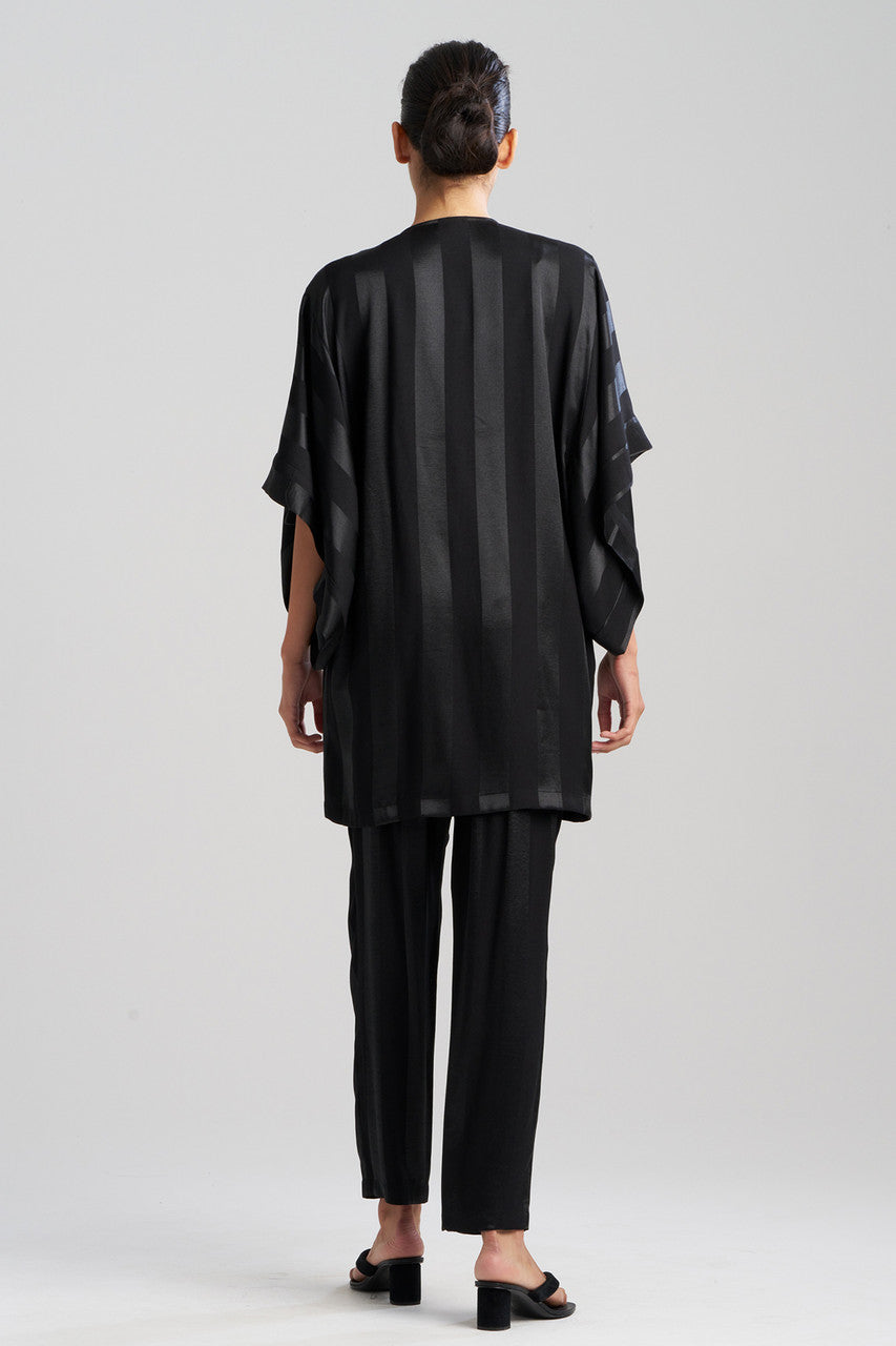 NATORI Buy Satin Jacquard Stripe Wrap in Black Online