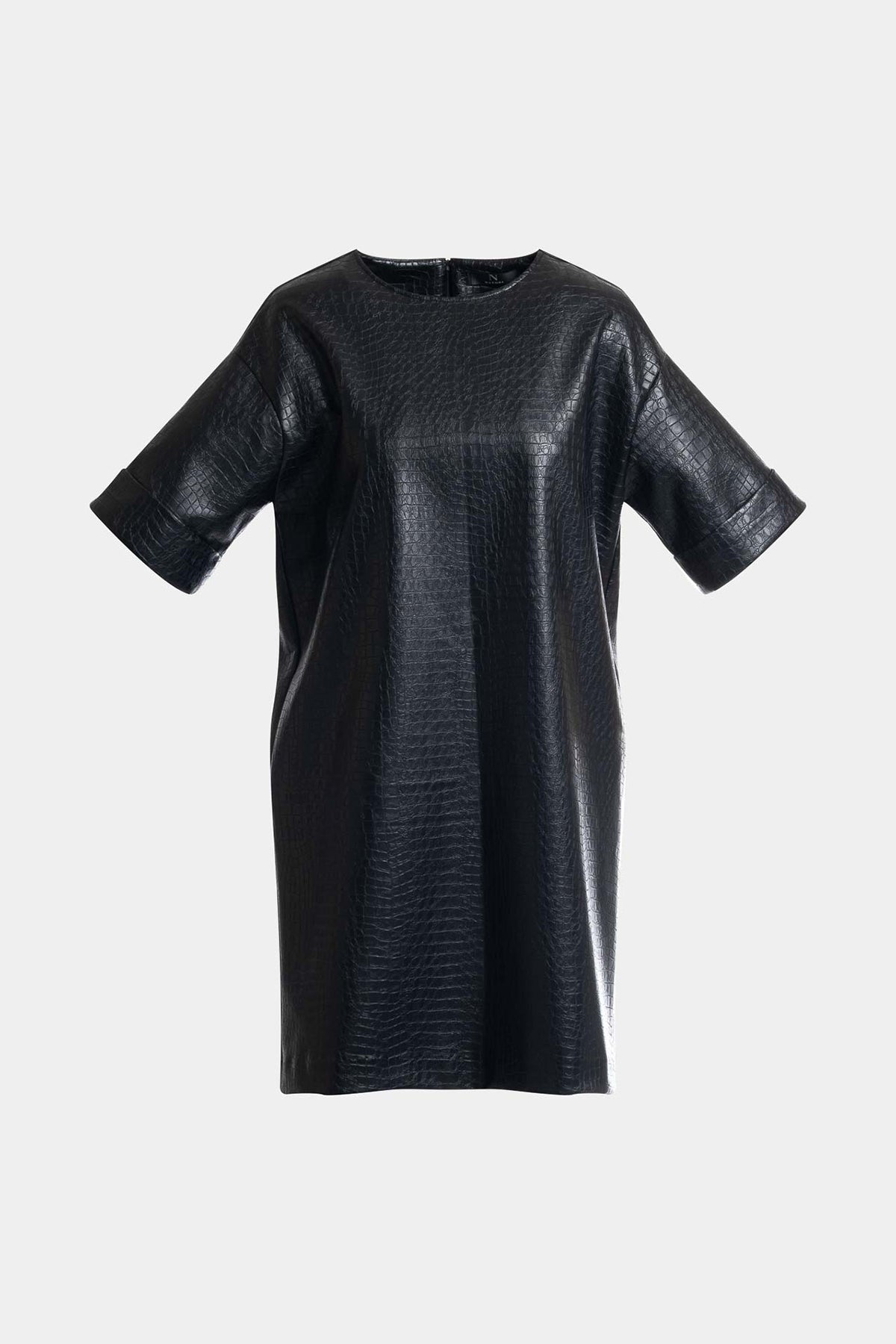 NATORI Faux Croc Leather T-Shirt Dress
