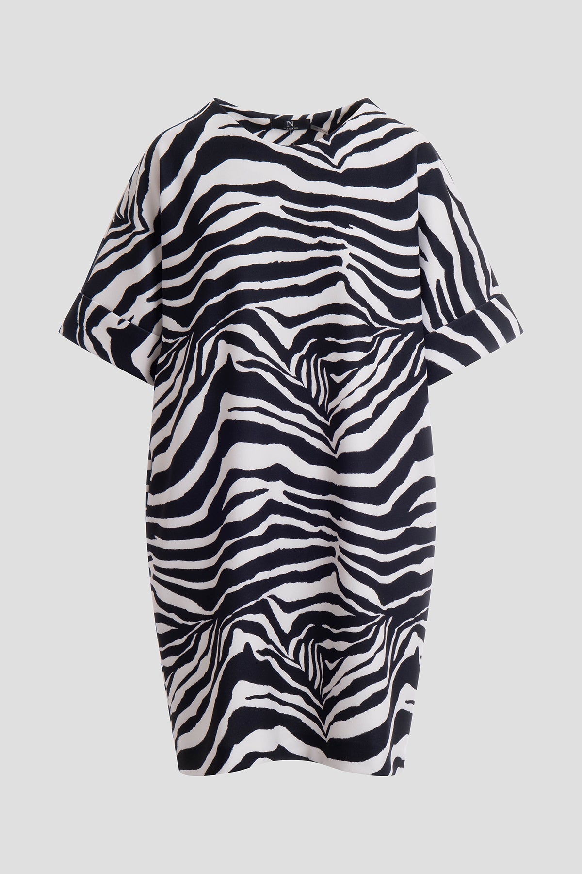 NATORI Zebra Knit Crepe T-Shirt Dress