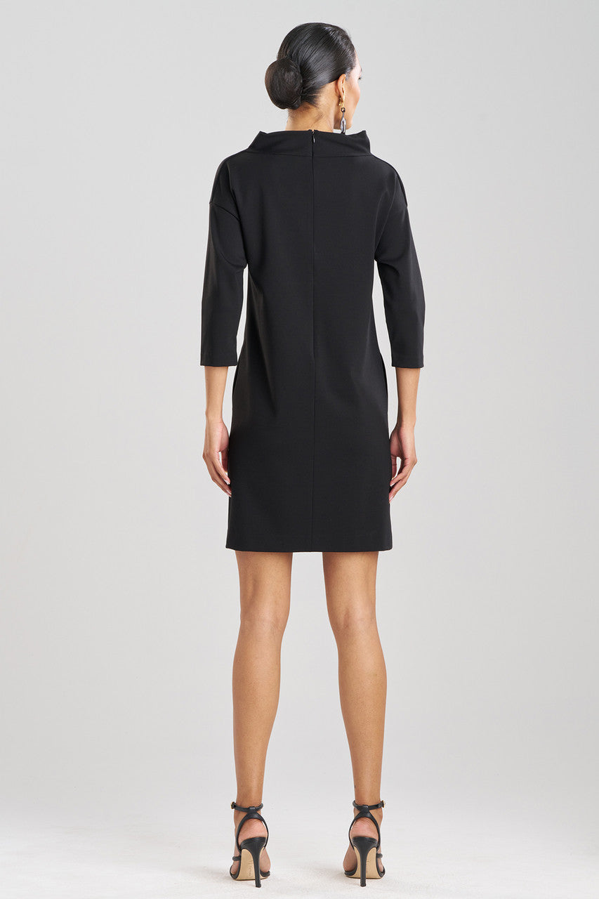 NATORI Buy Compact Knit Funnel Shift Dress in Black Online