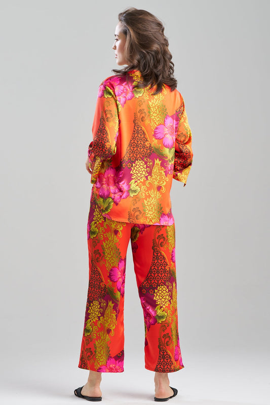 NATORI Harvest Printed Satin Mandarin PJ Set