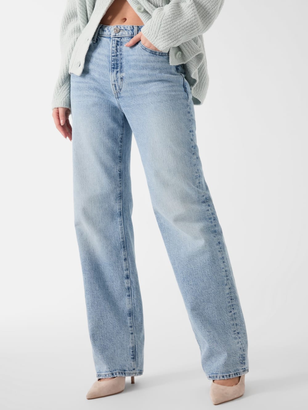 High-Rise Straight Leg Jeans - Guess
