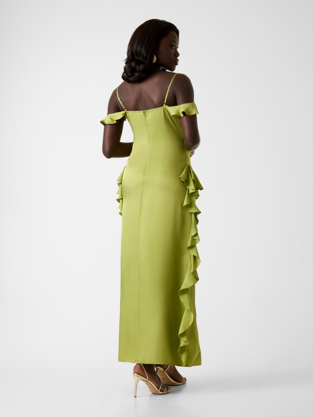 Reiko Ruffled Satin Maxi Dress - Guess