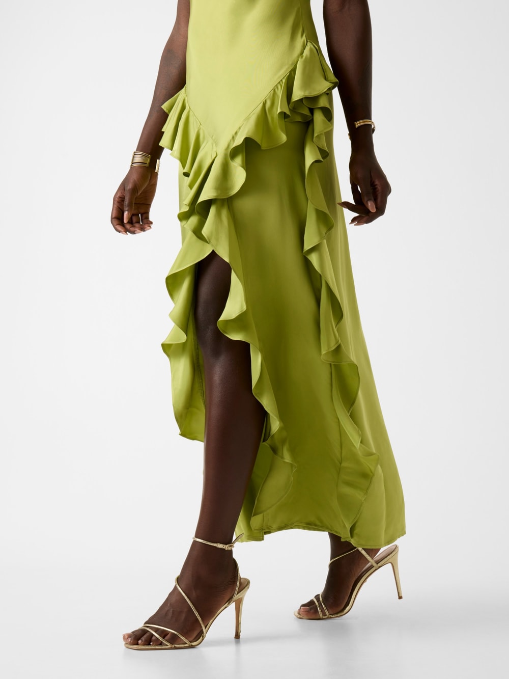 Reiko Ruffled Satin Maxi Dress - Guess