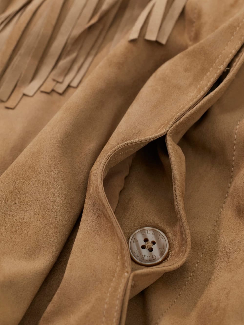 Faux-Suede Fringe Cropped Jacket - Guess
