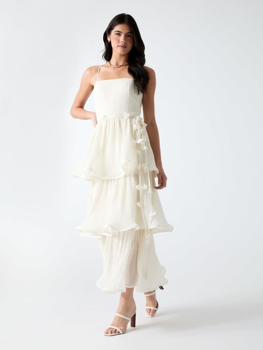 Tiered Chiffon Midi Dress - Guess