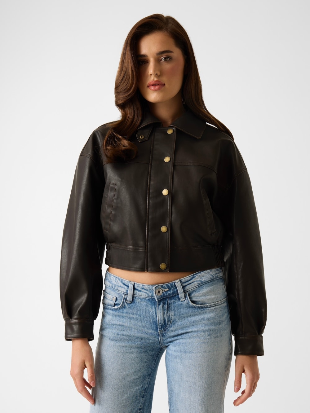 Faux leather cropped jacket - Guess