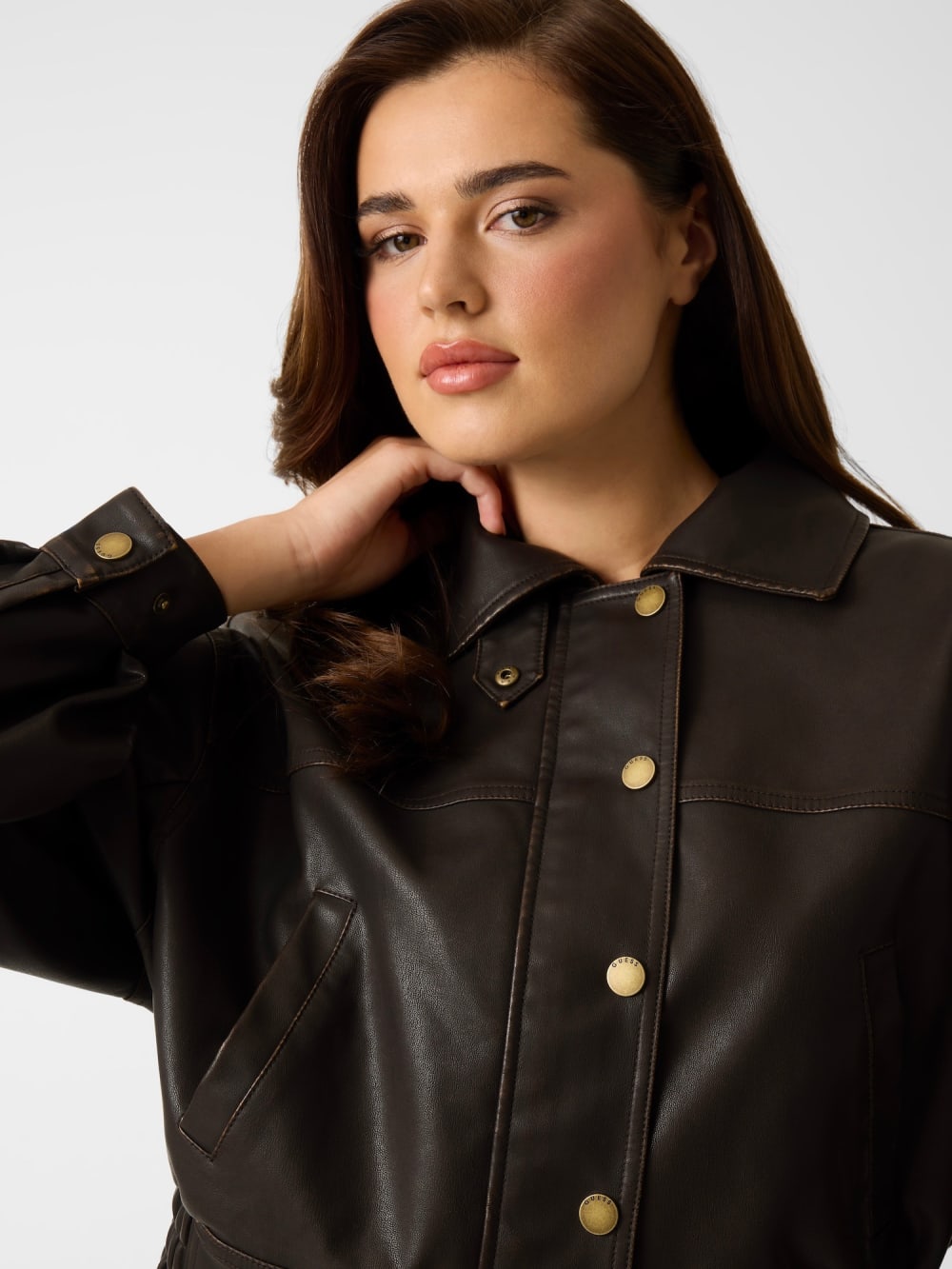 Faux leather cropped jacket - Guess