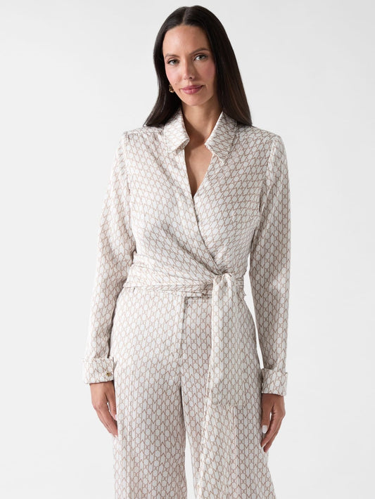 Marciano Monogram Satin Wrap Blouse - Guess