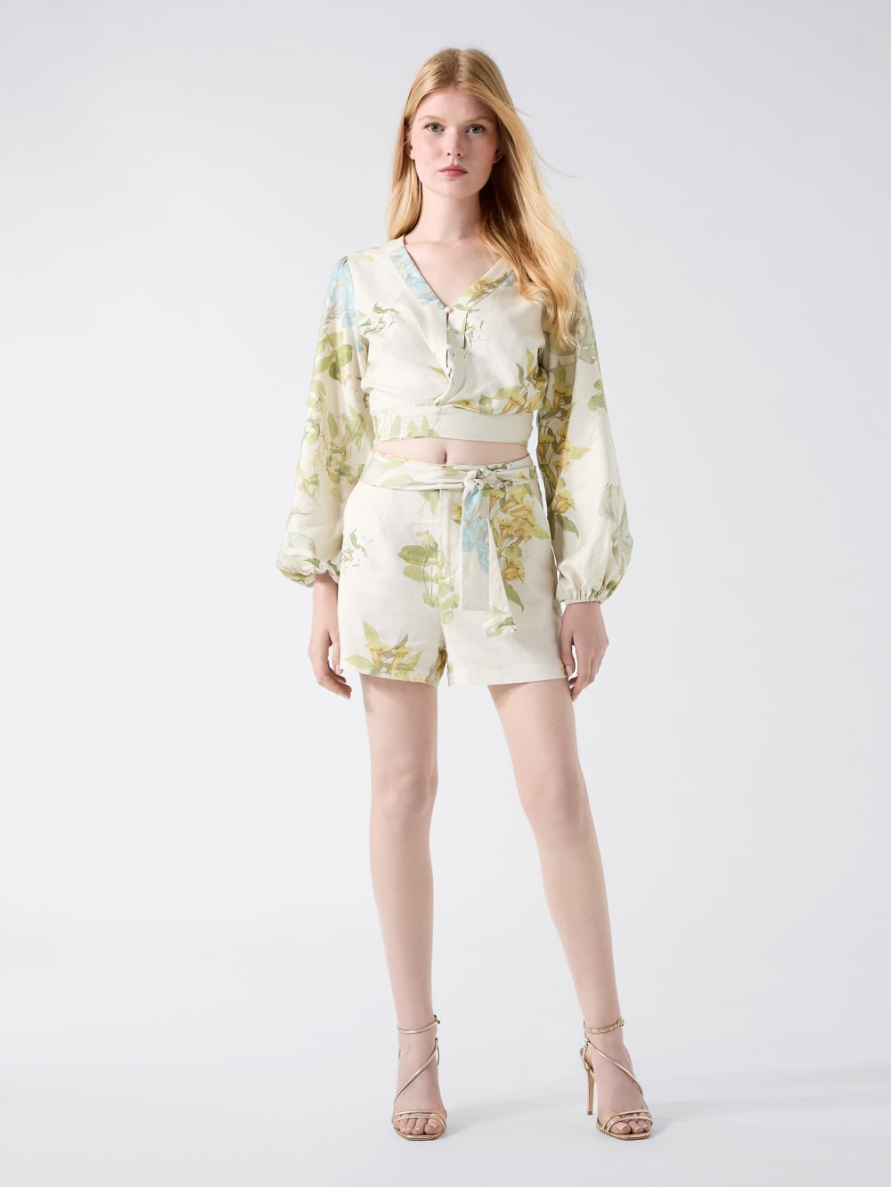 Linen-blend printed shorts - Guess