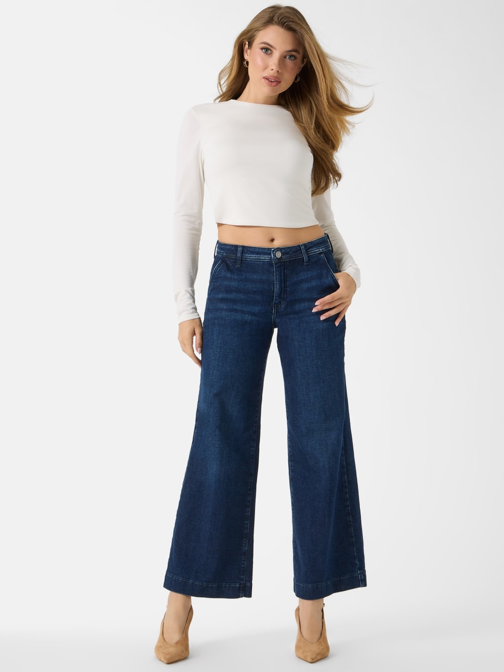 Eco Zoya Cropped Wide-Leg Jeans - Guess