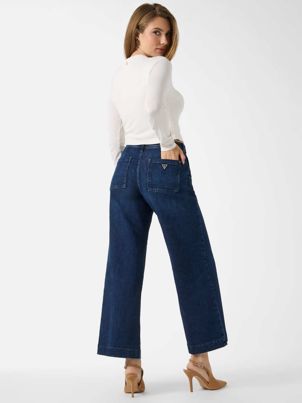 Eco Zoya Cropped Wide-Leg Jeans - Guess