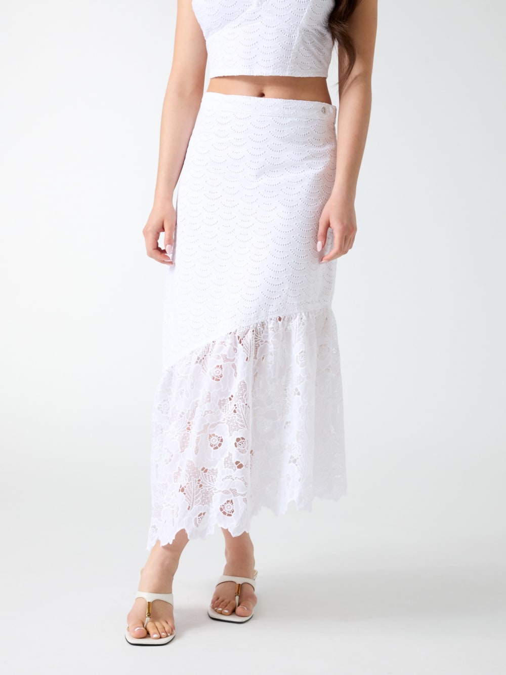 Eyelets midi skirt - Guess