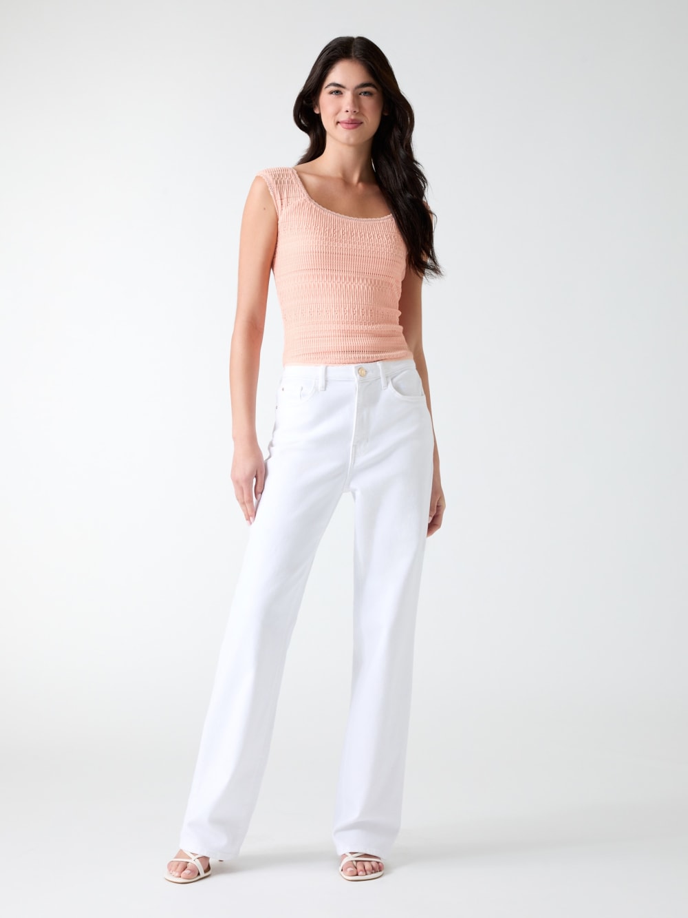 Square neck smocked top - Guess