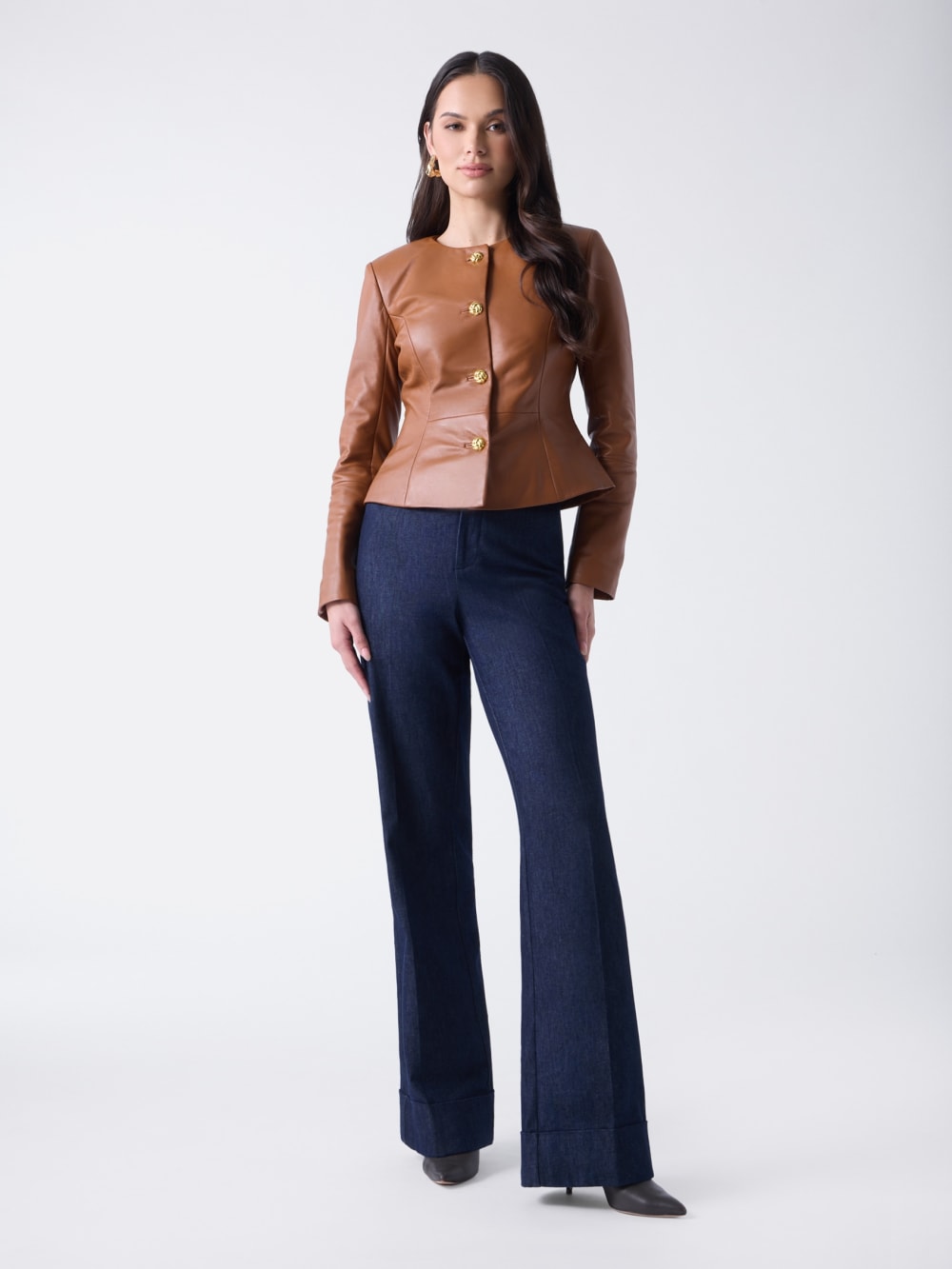 Marciano Peplum Leather Jacket - Guess