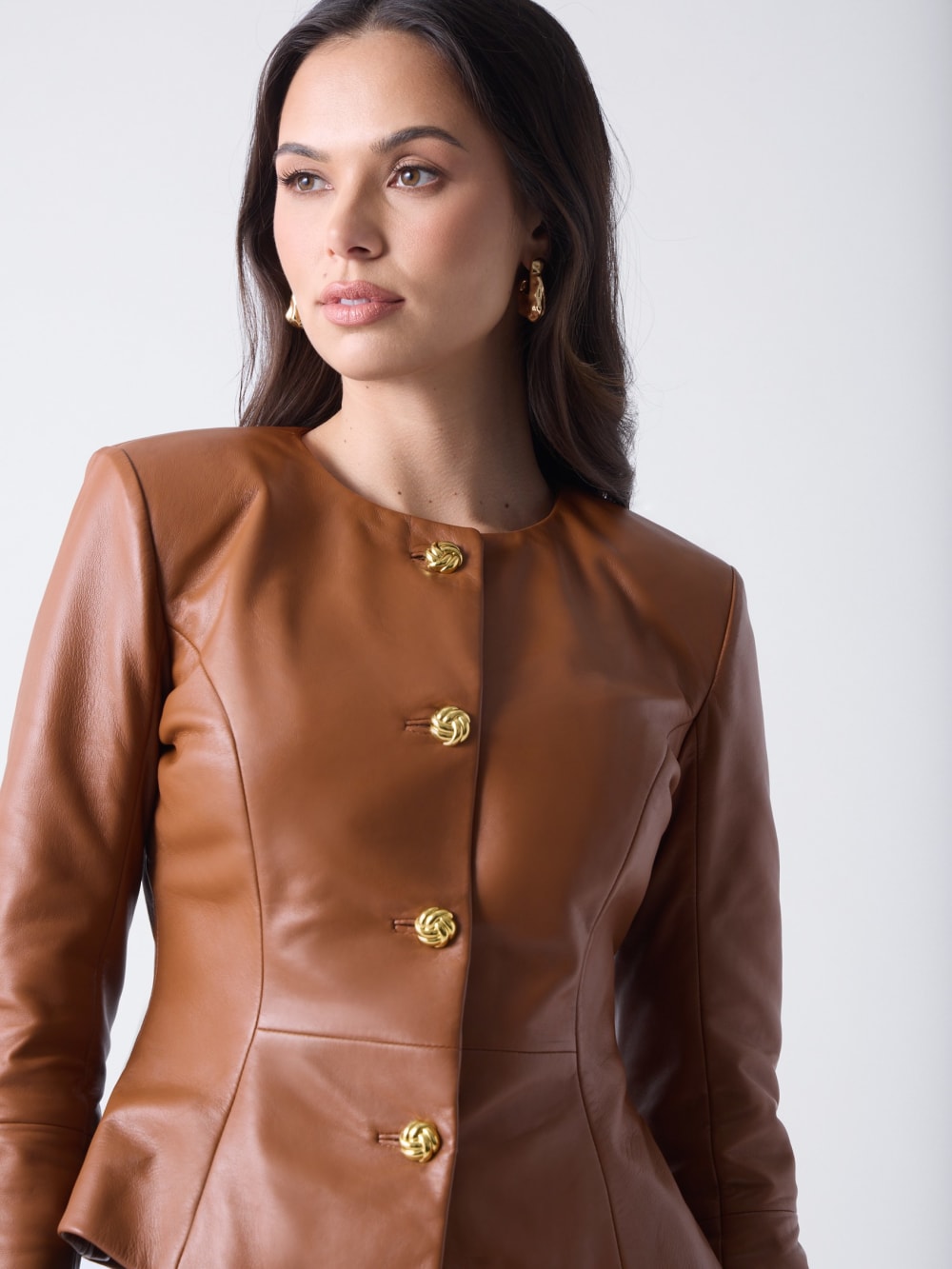 Marciano Peplum Leather Jacket - Guess