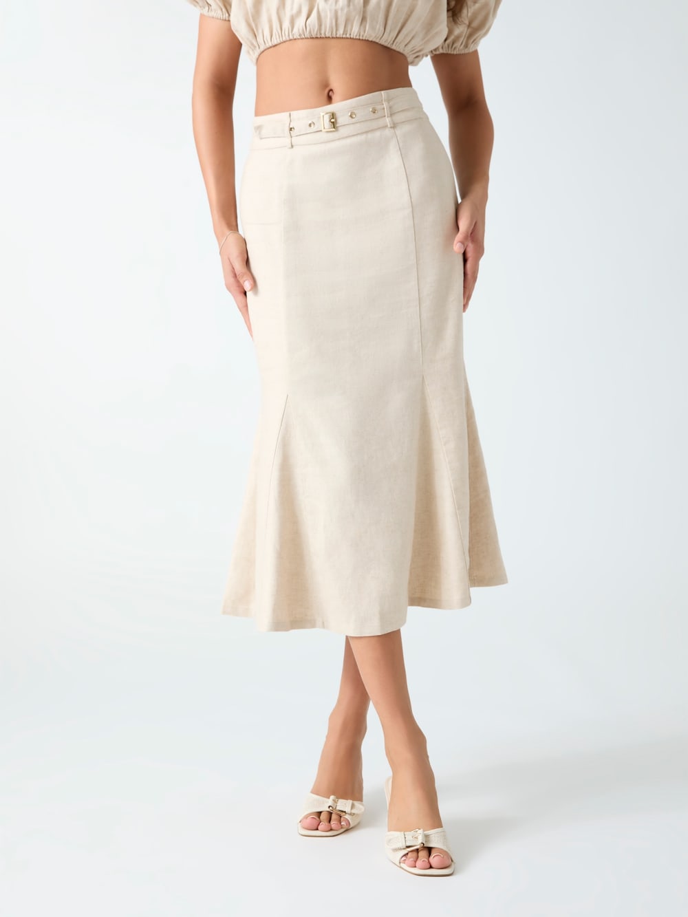 Linen-blend midi skirt - Guess