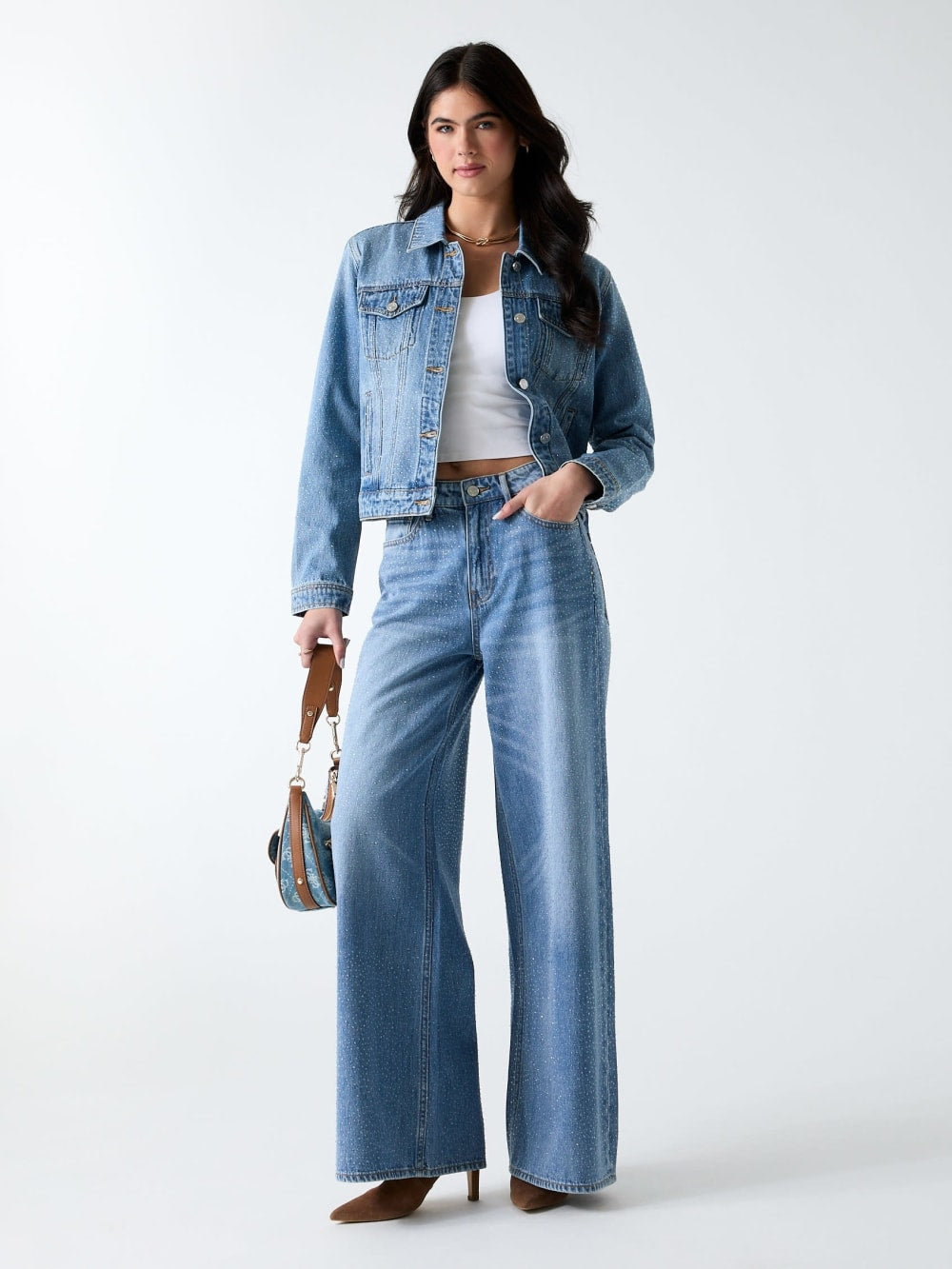 Rhinestone Denim Jacket - Guess