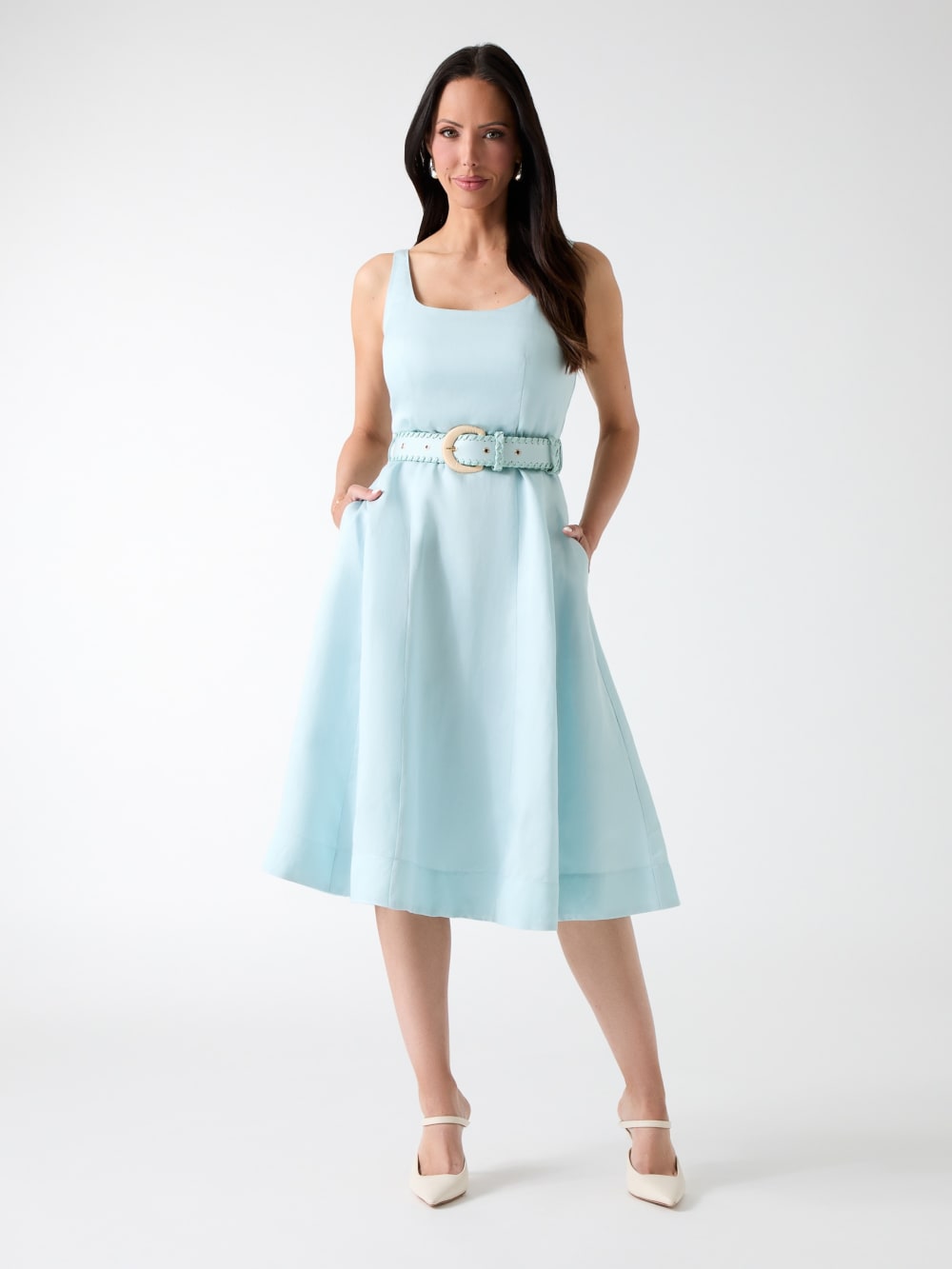 Marciano linen-blend midi dress - Guess