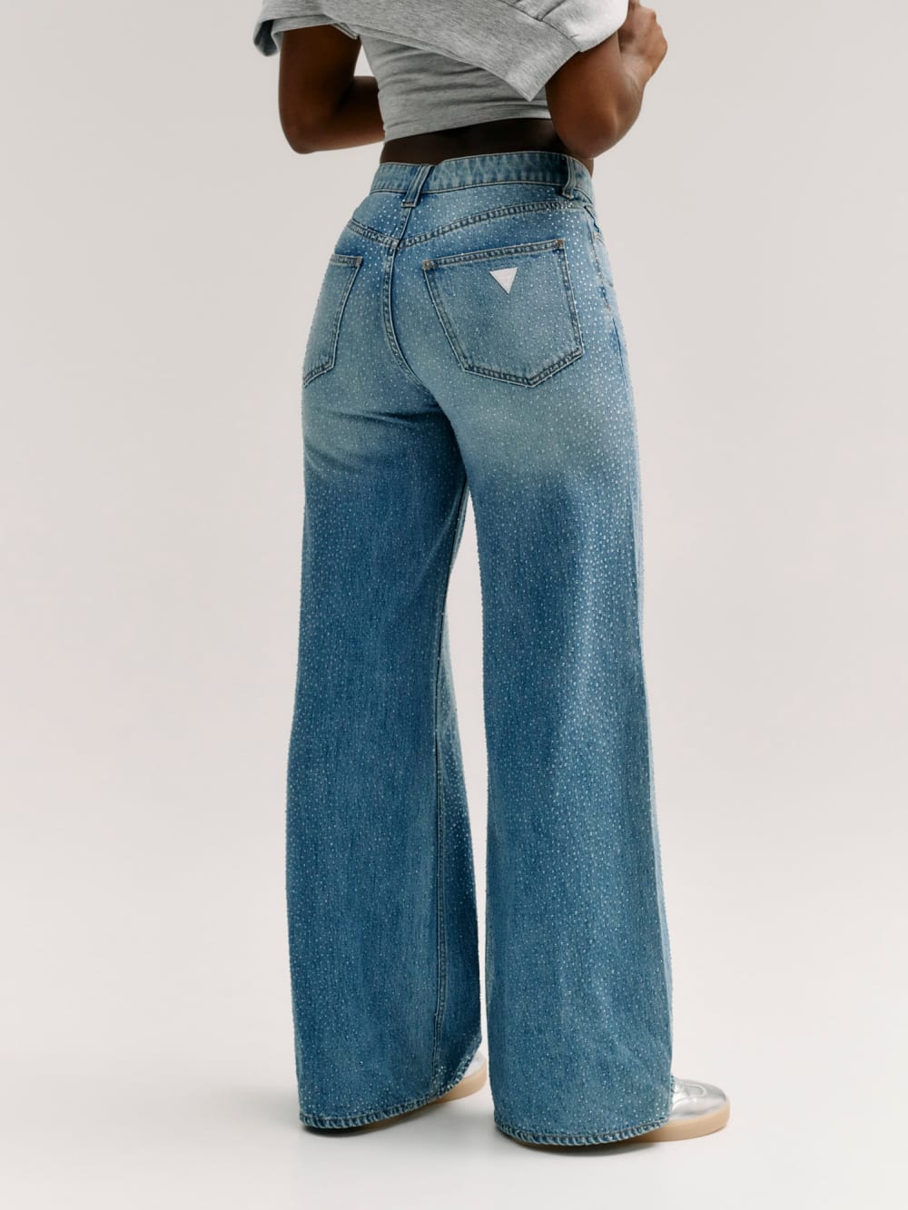 Rhinestone Wide-Leg Jeans - Guess