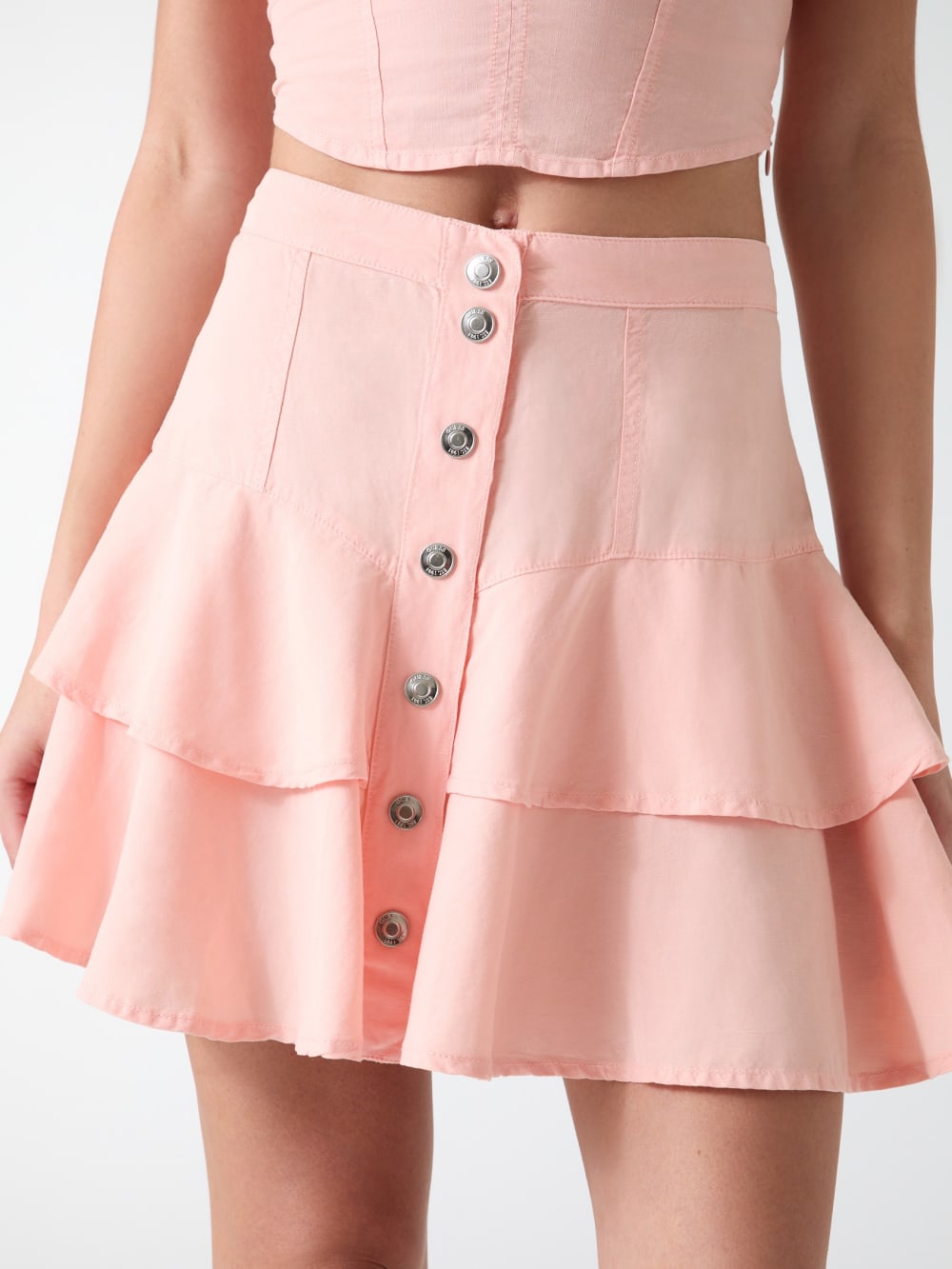 Linen-blend ruffle skirt - Guess