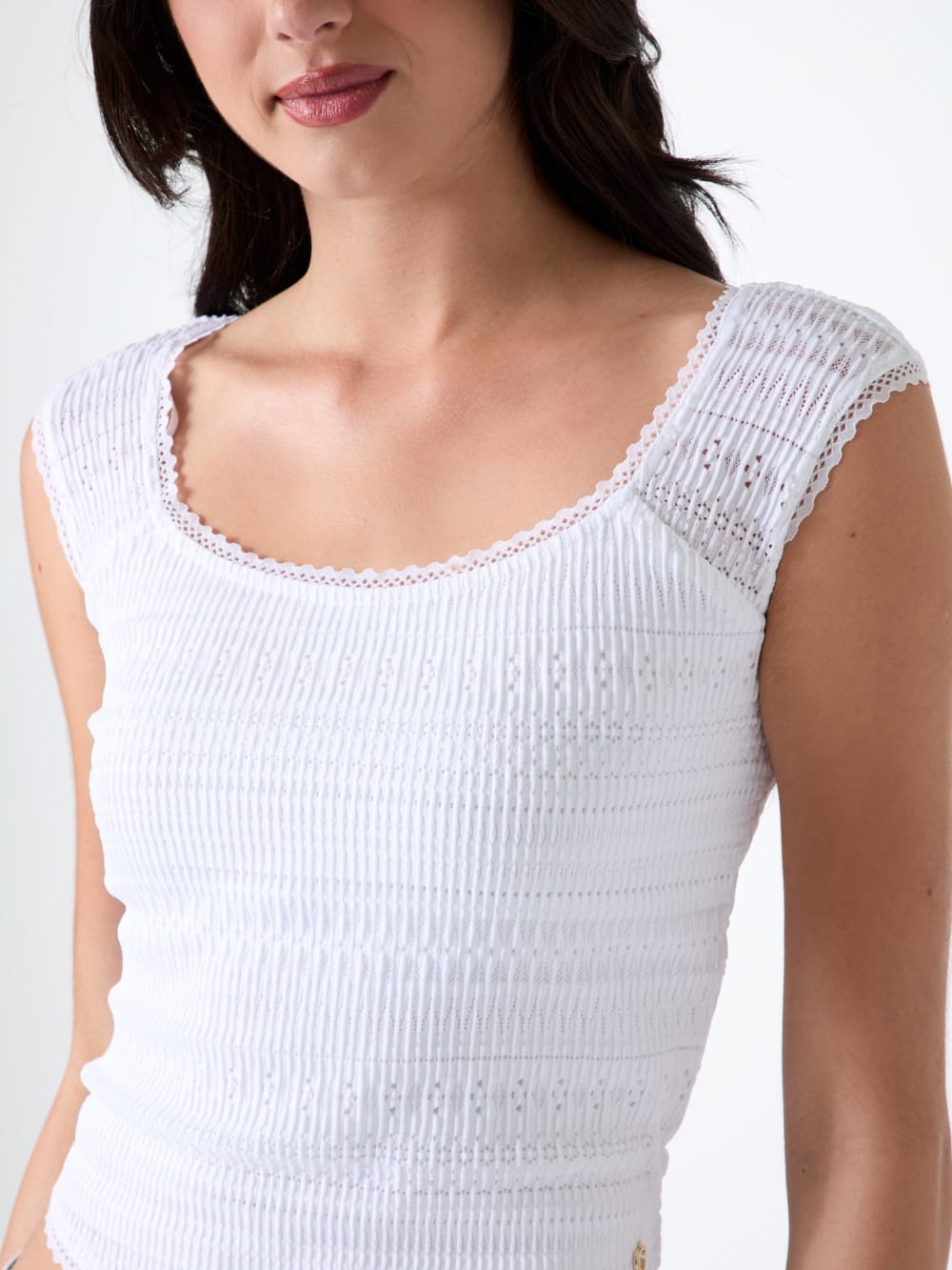 Square neck smocked top - Guess