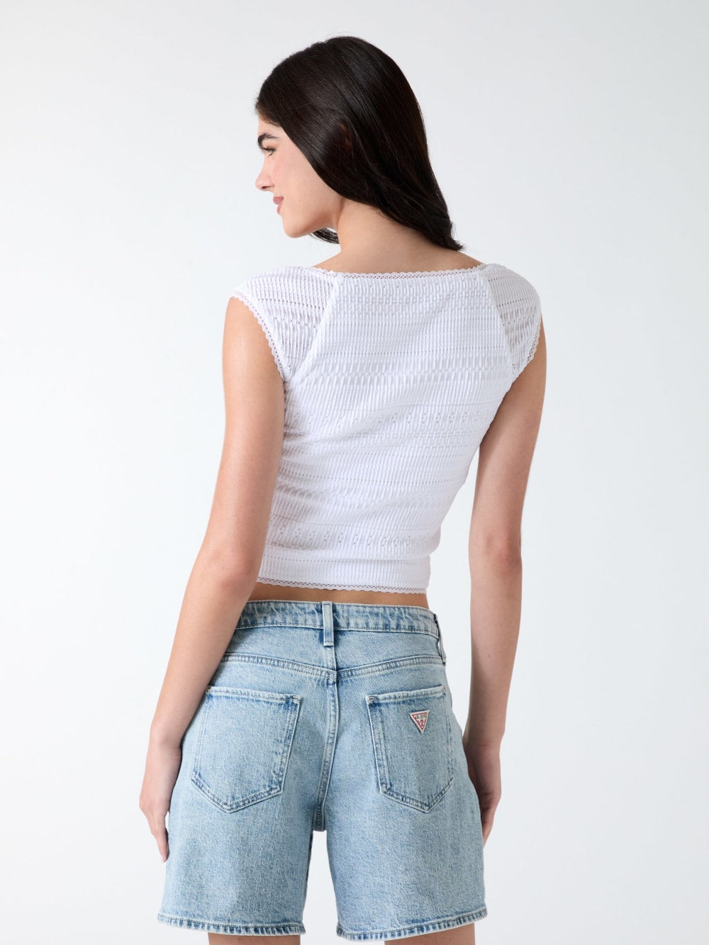 Square neck smocked top - Guess