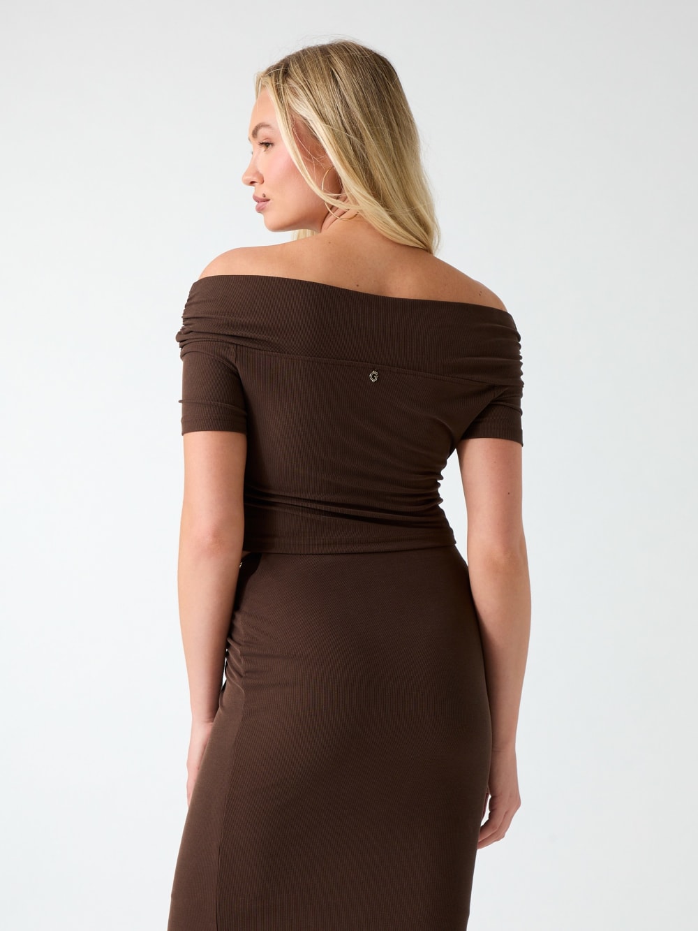 Off-shoulder draped knit top - Guess