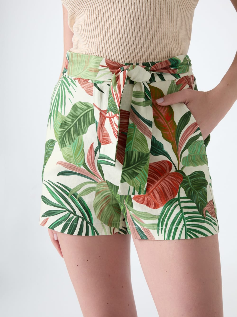 Linen-blend printed shorts - Guess