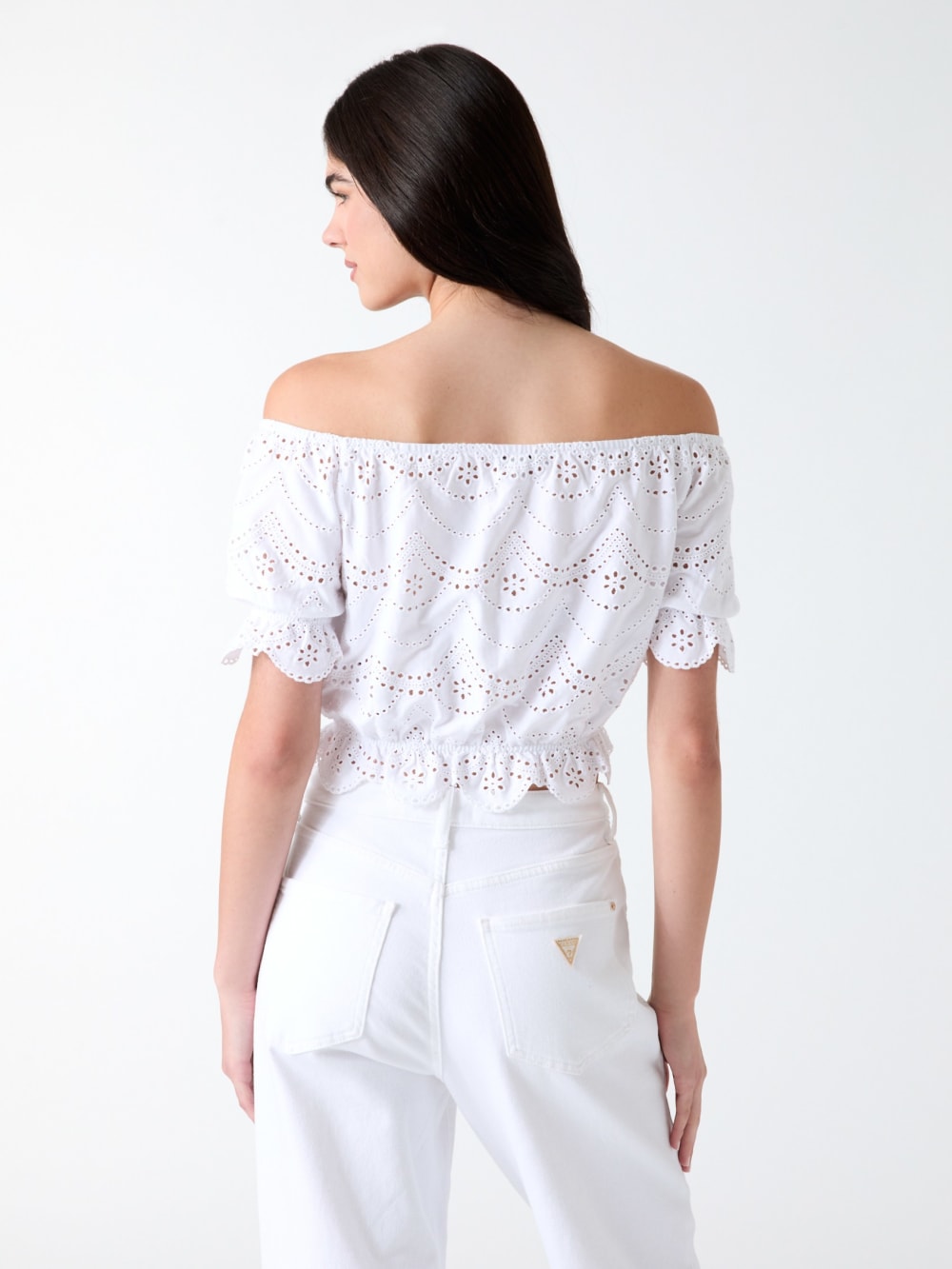 Off-shoulder eyelets top - Guess